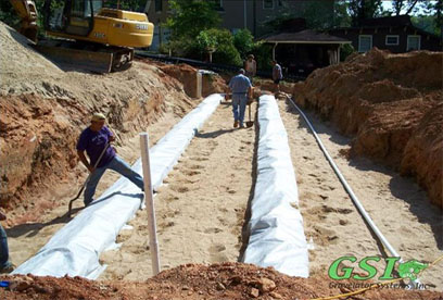 geo-fabric installed over Eljen modules GSI is your source for septic system repair in Northeast Georgia