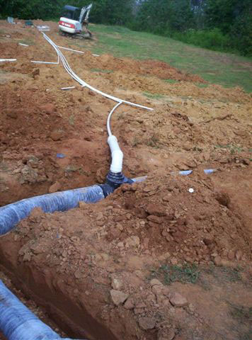 distribution piping from K-Valve to large diameter pipe Full service septic repair install and maintenance for Northeast Georgia and the surrounding area