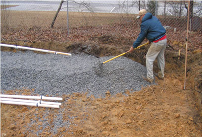 installation of gravel & distribution pipe